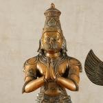 Pure Brass Divine Vahana Pair with Vintage Bronze Finish | Hanuman 21.5" & Garuda 22" | Total 21 kg Sacred Art | Heritage Guardian Murti